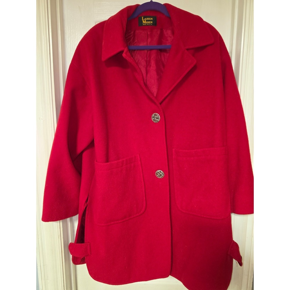 Lauren Meren red wool coat long ladies 14 large project
